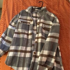 plaid sherpa jacket